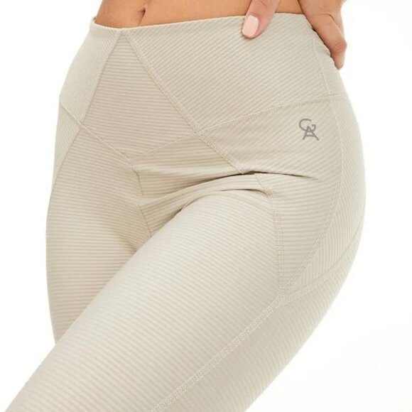 NEW Good American High Waist Angled Rib Leggings Summer Sand $99 Size 2 Medium - Picture 5 of 8